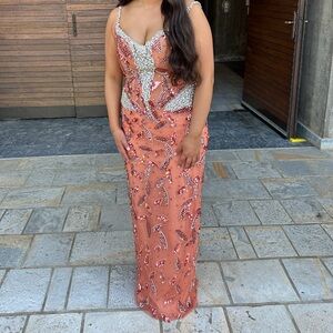 MINNA FASHION custom coral gown from Kosovo